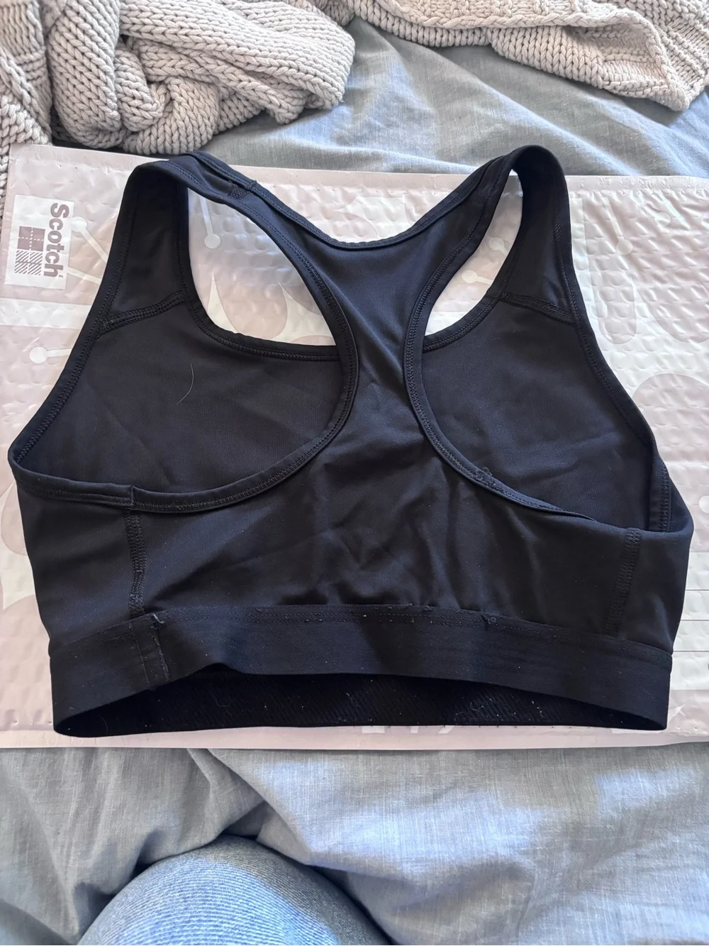 Nike Black Sports Bra with White Swoosh, S